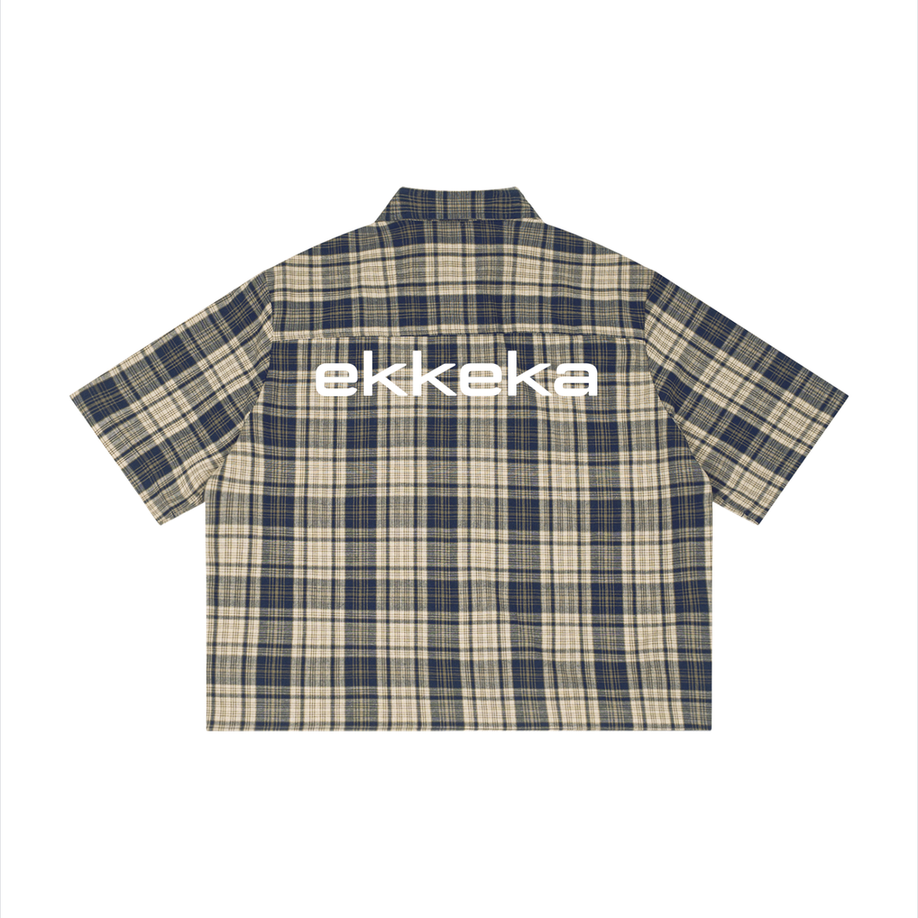 Boxy Plaid Shirt Blue