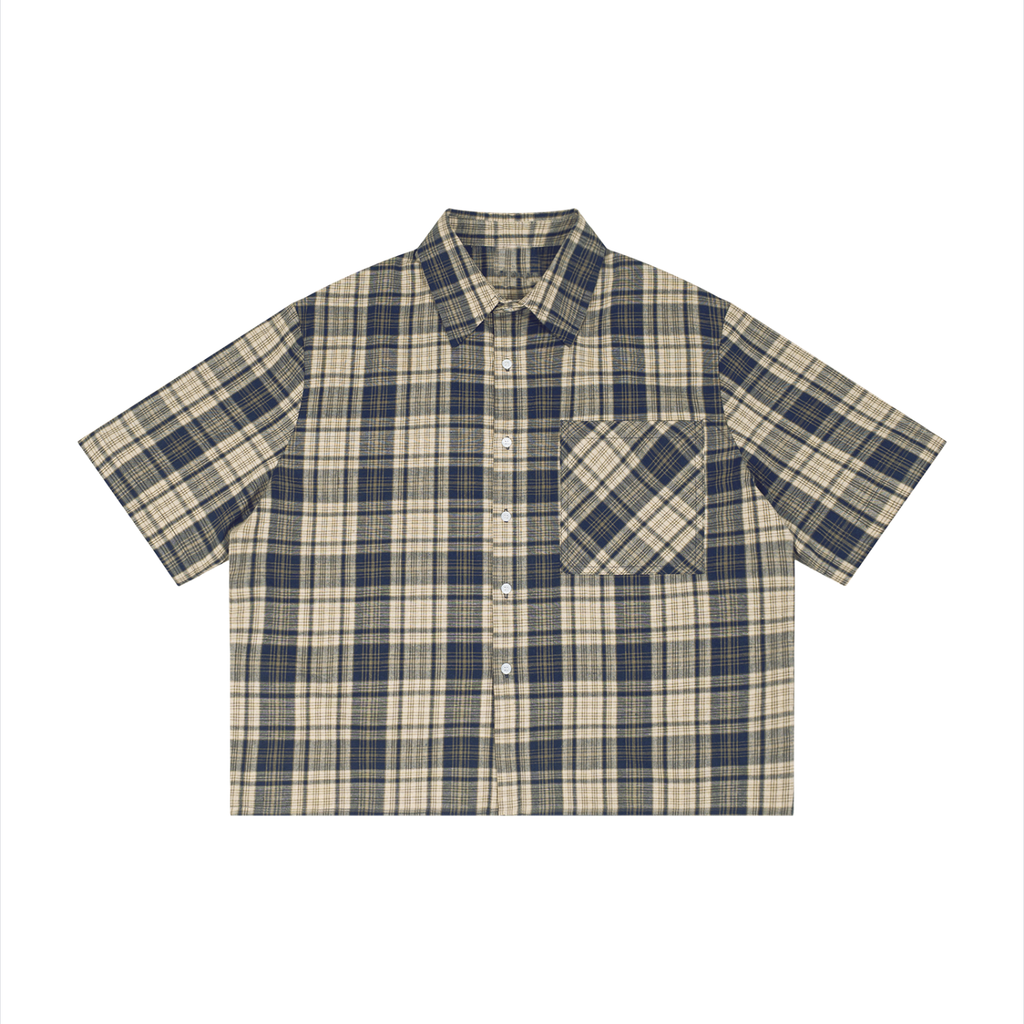 Boxy Plaid Shirt Blue