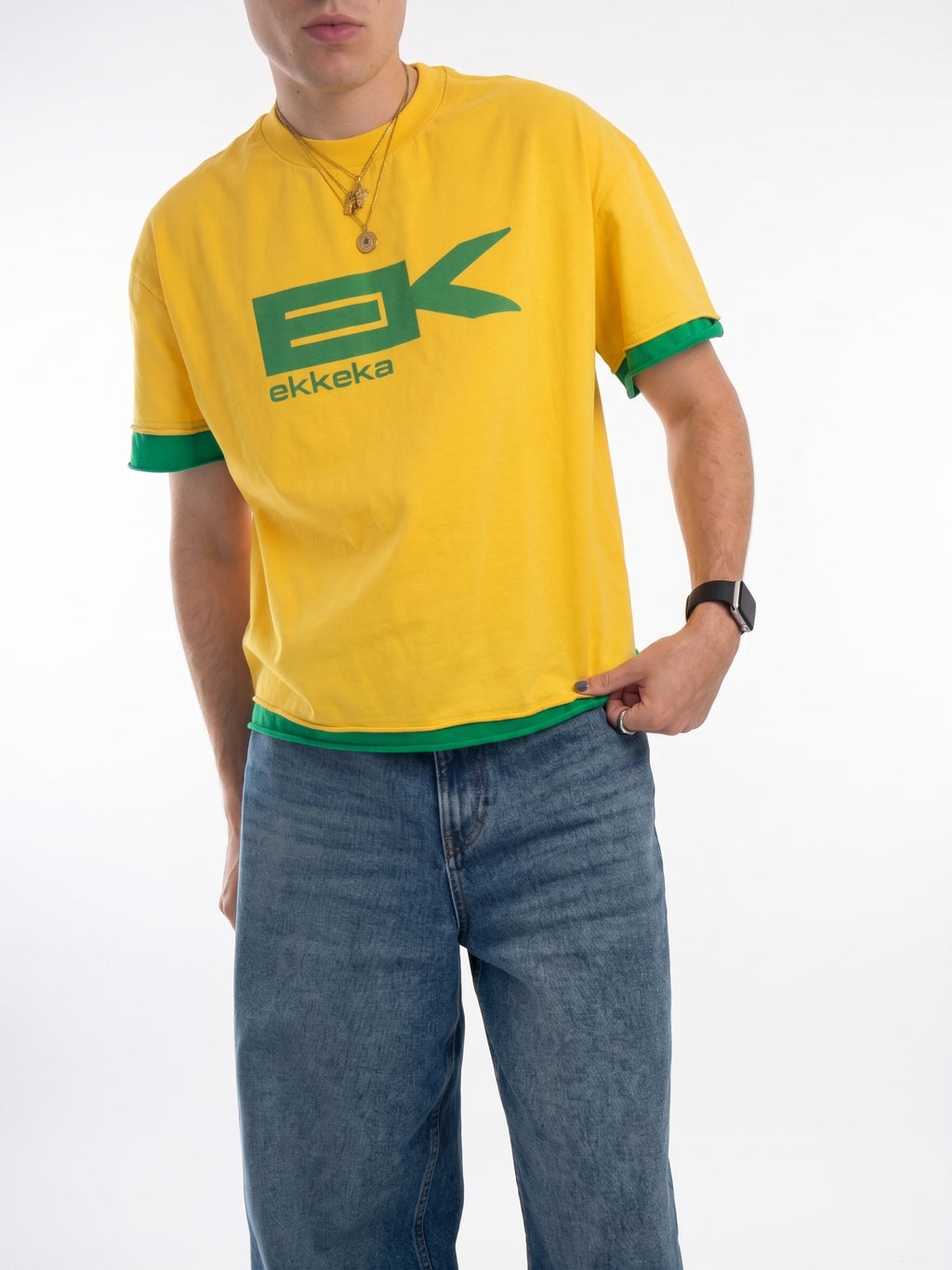 EK Logo Yellow Boxy T-Shirt